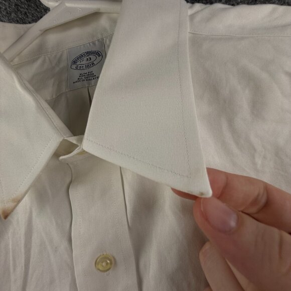 Brooks Brothers White Long Sleeve 17 33 Slim Fit Non Iron Button Up Shirt *** - Picture 14 of 16
